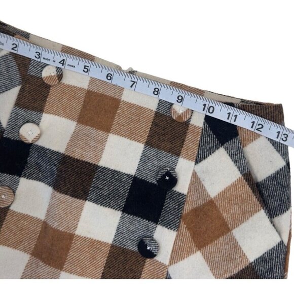 Forever 21 Skirt Womens Small Brown Plaid Mini Pockets Button Front Business - Picture 9 of 13